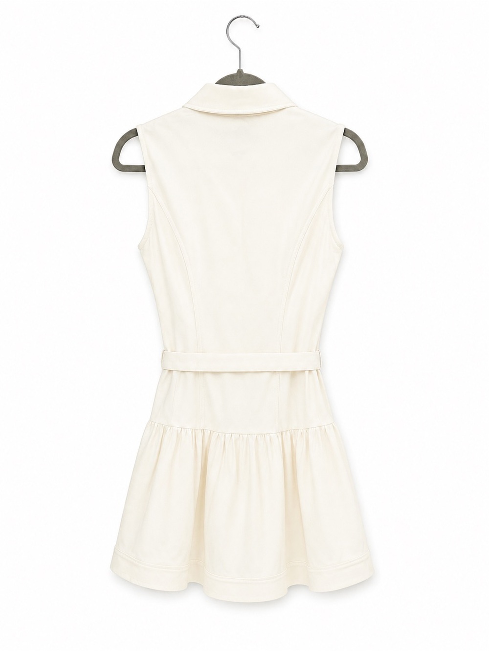 Flying Tomato Sleeveless Cream Button-Front Mini Dress with Belt - Picture 2 of 4